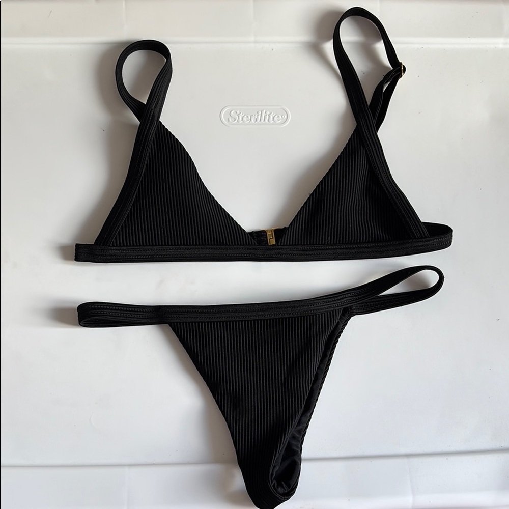 New MishMish Black Ribbed Bikini Set size Small